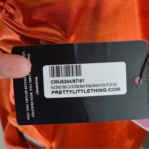 PrettyLittleThing Stretch Satin Cut Out‎ Side Seam Strappy Bodycon Dress FLAWS! - Picture 12 of 16